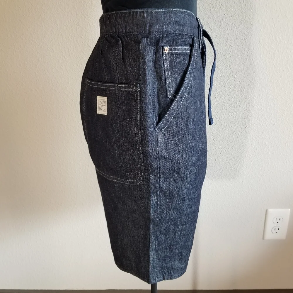 Gap Blue Denim Minimalist Pleated Drawstring Jean Jhort Shorts NWT Size Small